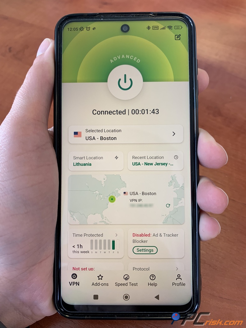 ExpressVPN voor Android-dashboard