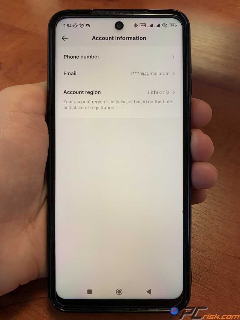 TikTok-accountinformatie