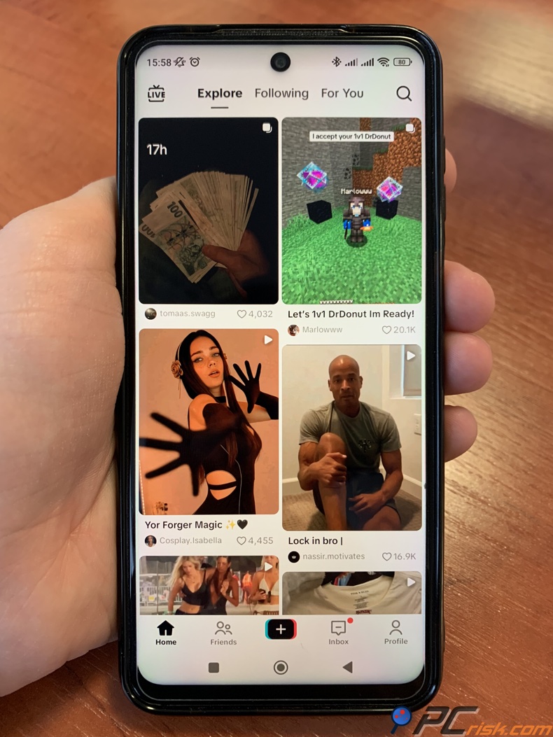 TikTok Verkennen-venster