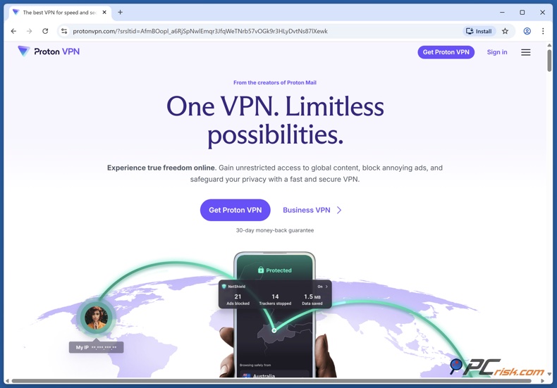 Proton VPN startpagina