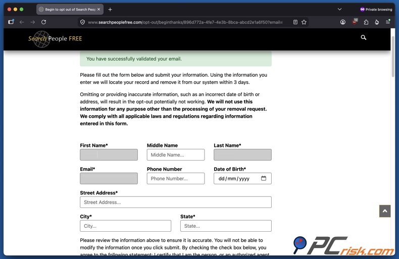 SearchPeopleFREE-afmeldformulier