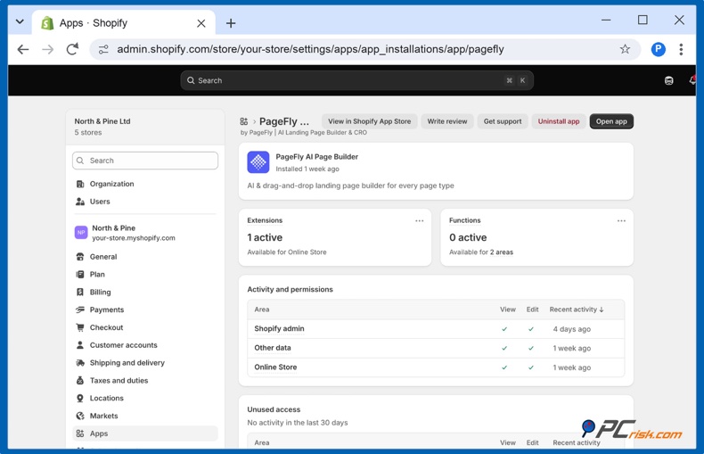 Machtigingen van Shopify-apps