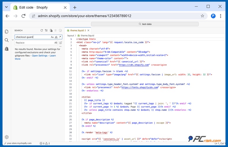 Zoeken in Shopify-themacode