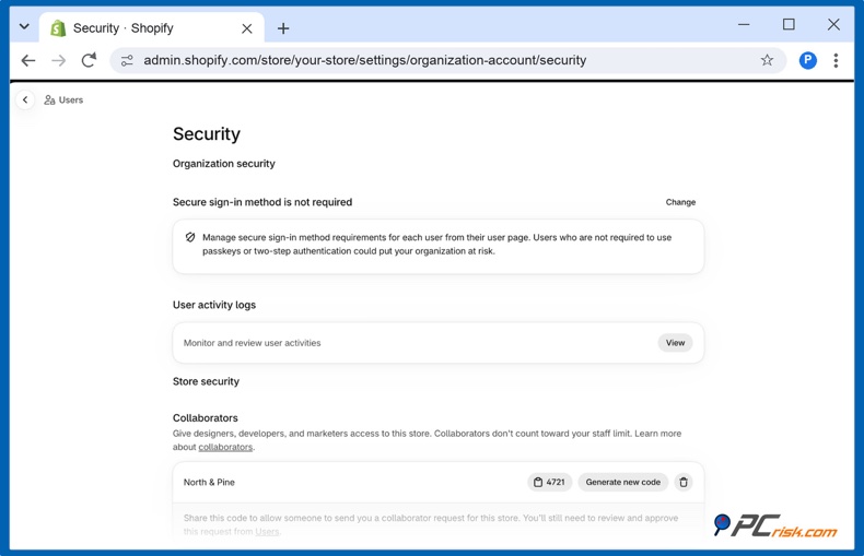 Gebruikersbeveiliging in Shopify