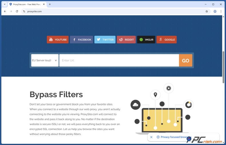 Startpagina van Proxysite