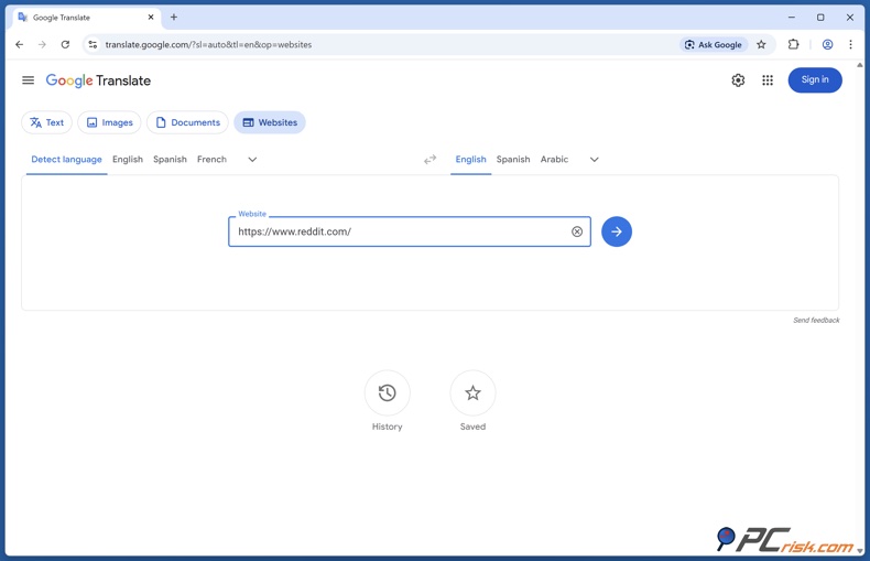 Een website openen via Google Translate