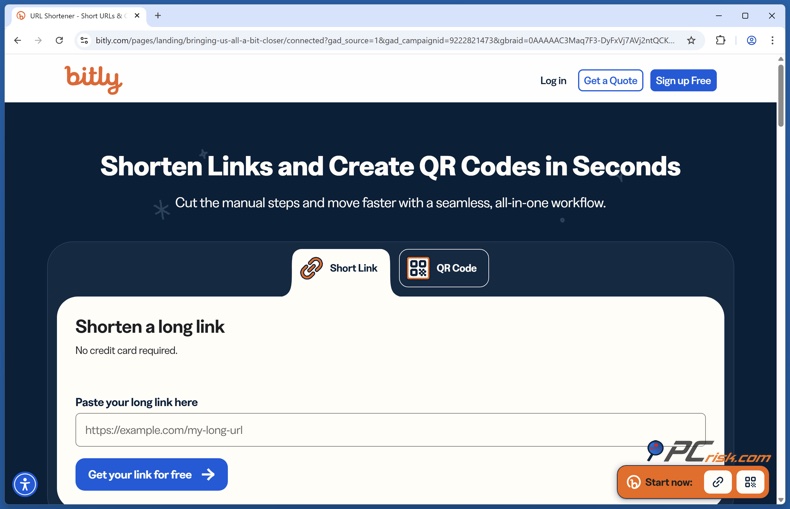 Bitly startpagina