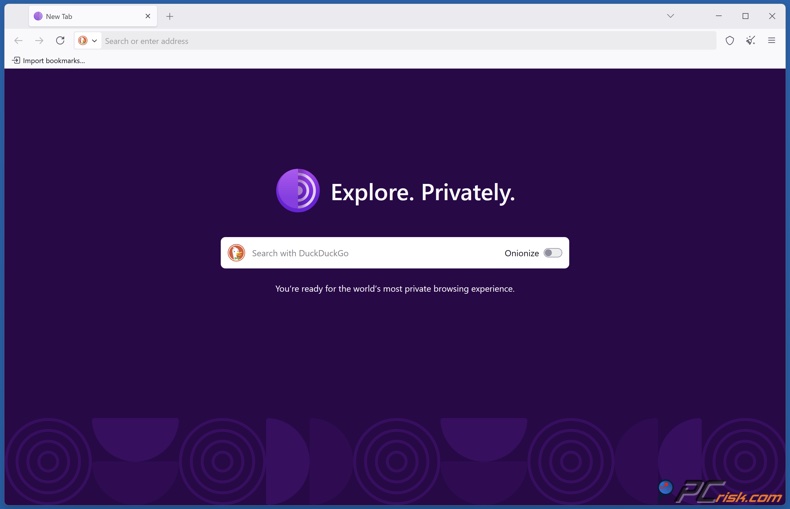Tor Browser startpagina