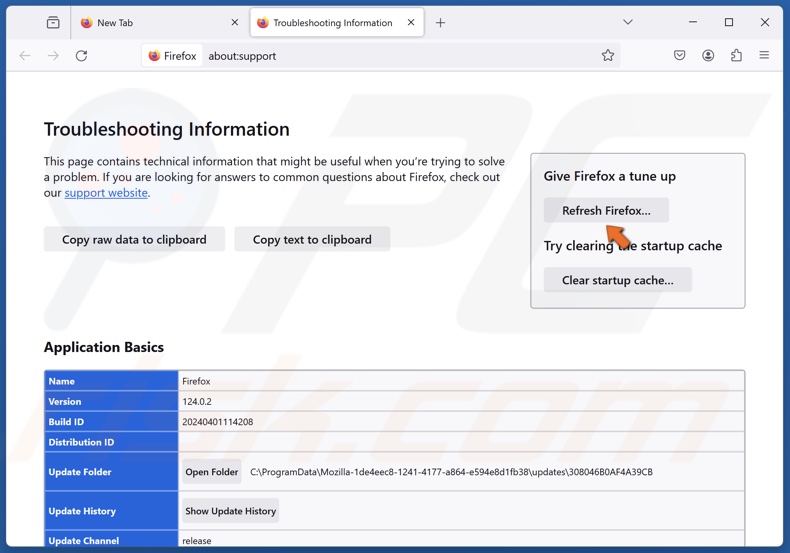 Klik op Firefox vernieuwen