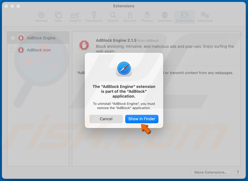 Klik op Tonen in Finder