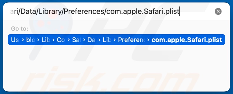 Navigeer naar ~/Library/Containers/com.apple.Safari/Data/Library/Preferences/com.apple.Safari.plist