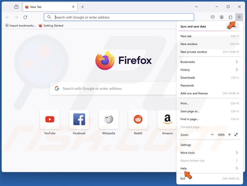 Open het applicatiemenu en selecteer Help