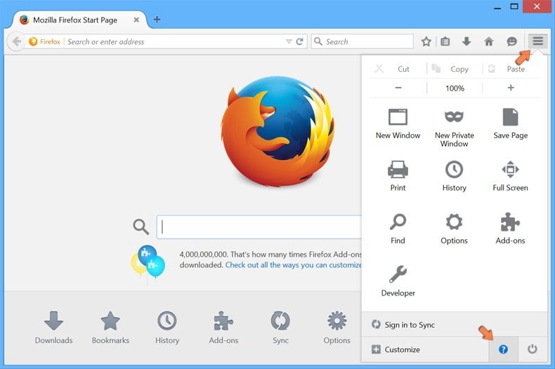 Herstel de Mozilla Firefox instellingen naar Standaard - toegang 