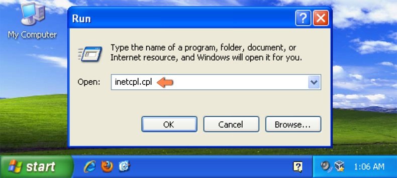 Herstel de Internet Explorer instellingen naar standaard in Windows XP