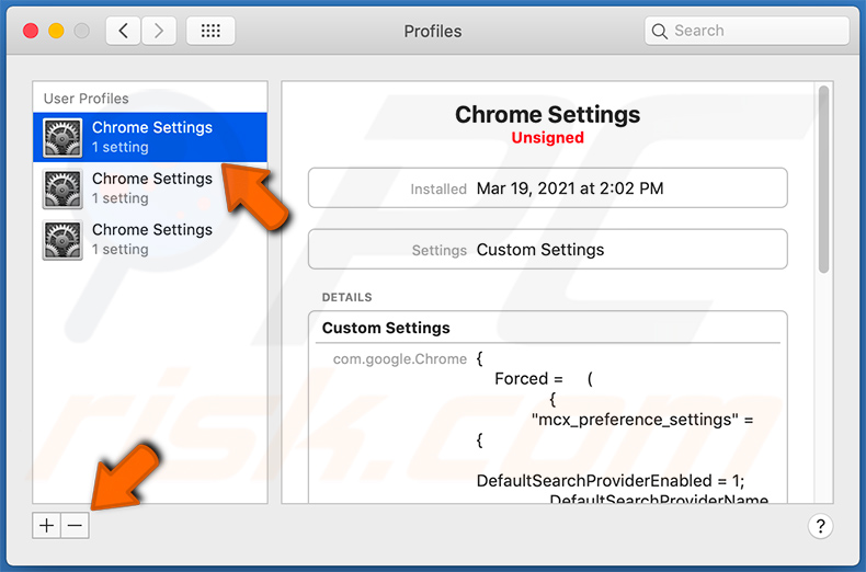 Verwijder schadelijke profielen die door SmartTechLookup zijn toegevoegd (stap 2)