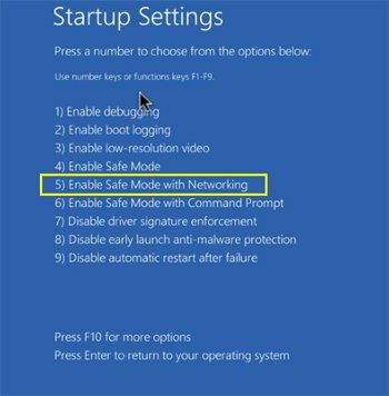 windows 10 velige modus met netwerk