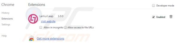LemurLeap verwijderen uit Google Chrome