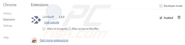 LinkSwift verwijdering uit Chrome