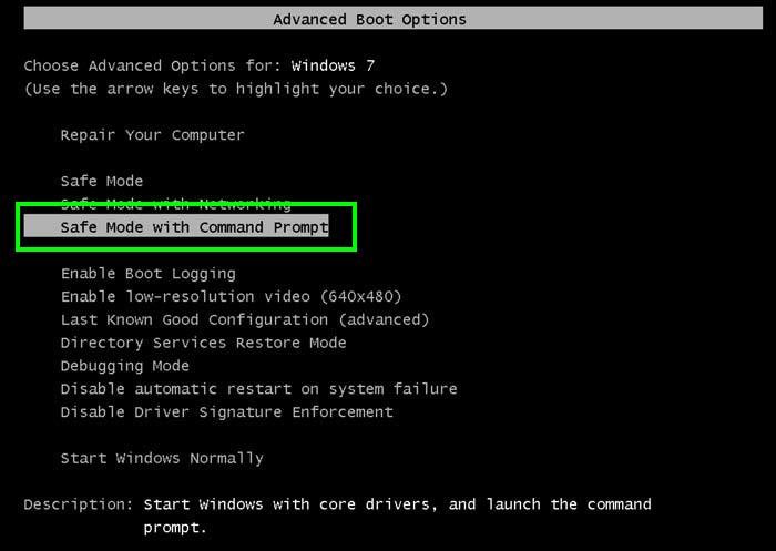 Boot your computer in Safe Mode with Command Prompt