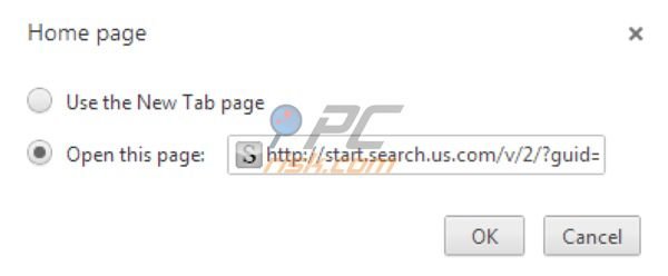 Google Chrome gebruik nieuwe tab in plaats van start.search.us.com