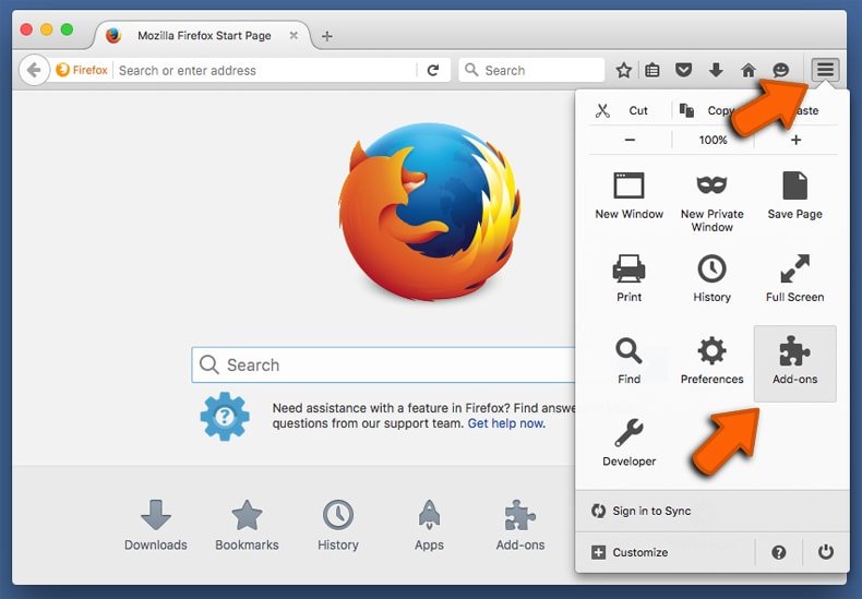 toegang verkrijgen tot de mozilla firefox add-ons