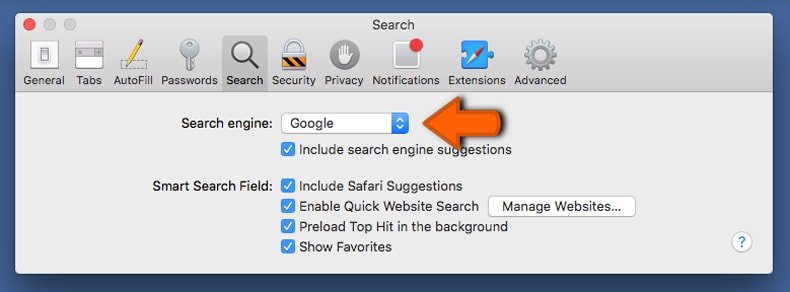 changing the default Internet search engine in Safari browser
