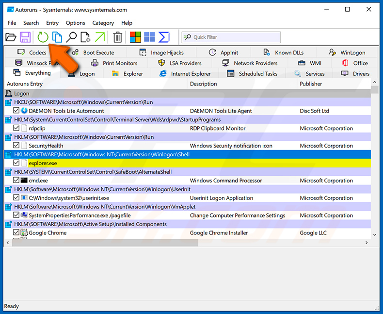 Pak het Autoruns.zip-archief uit en voer de Autoruns.exe-toepassing uit