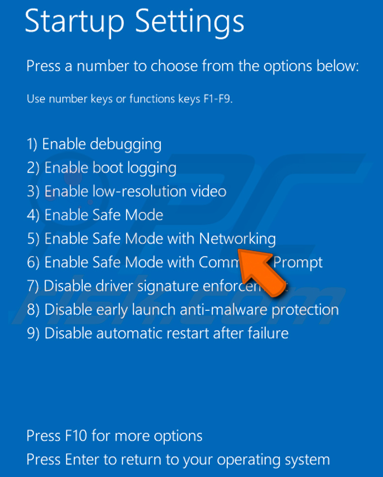 Run Windows 10 in Safe Mode with Networking