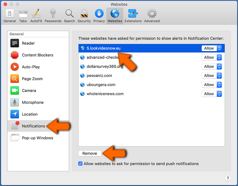 Webbrowsermeldingen in Safari uitschakelen - macOS (step 2)