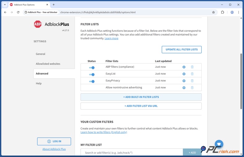 Adblock Plus EasyPrivacy filter