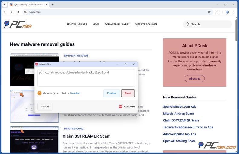 Adblock Plus Elementblokprompt