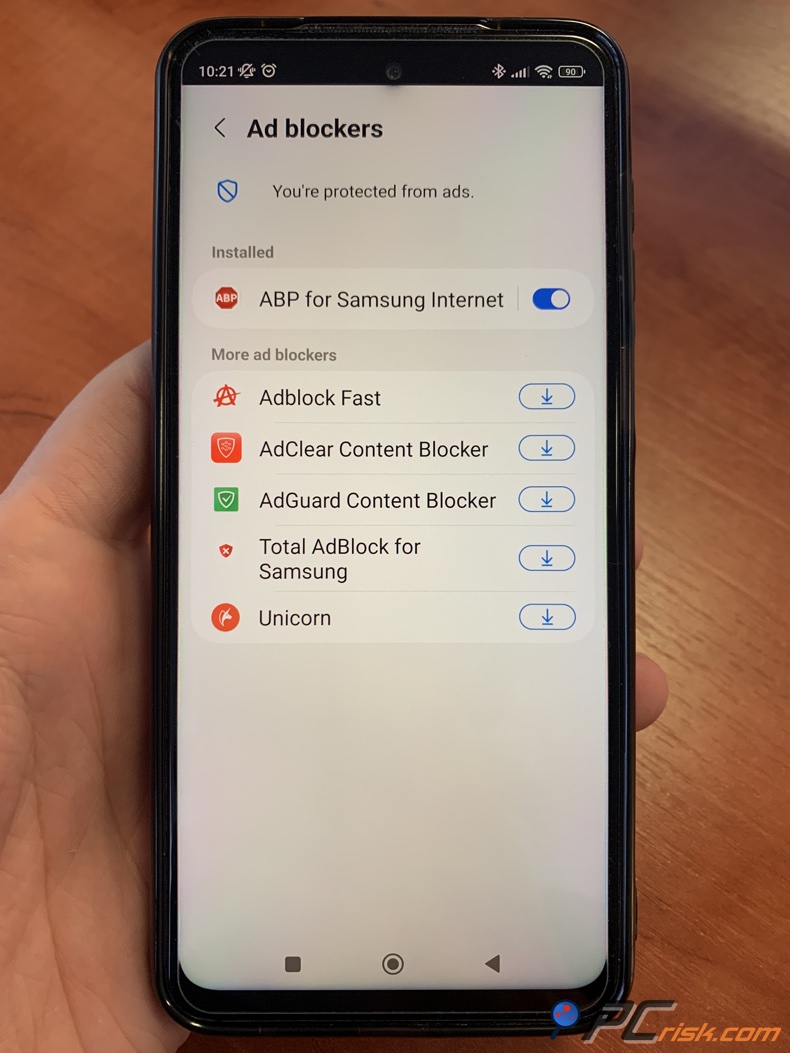 Adblock Plus voor Samsung Internet
