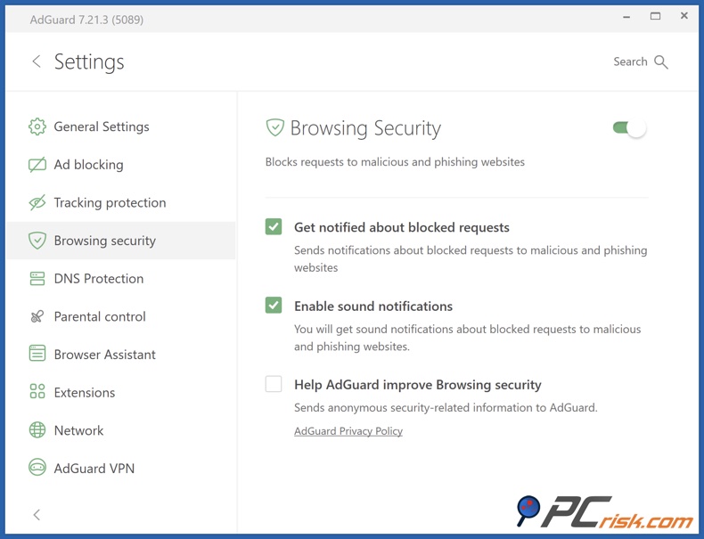 AdGuard browsingbeveiliging