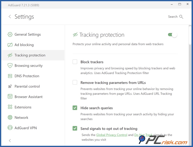 AdGuard Trackingbescherming
