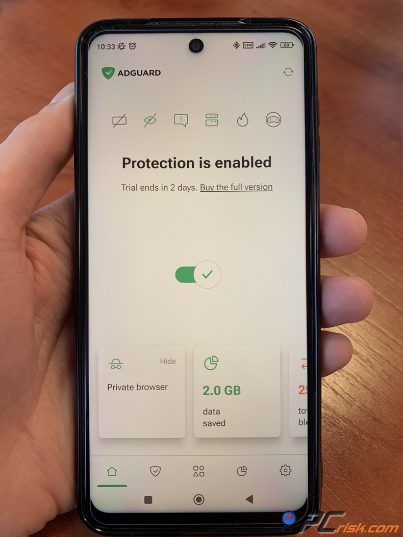 Android AdGuard startscherm