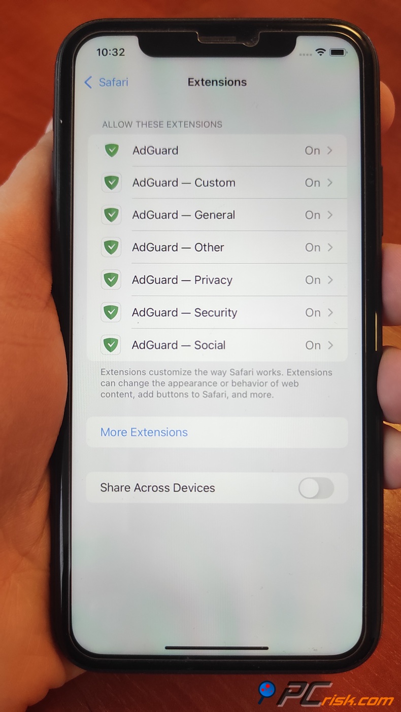 AdGuard extensie voor Safari op iOS