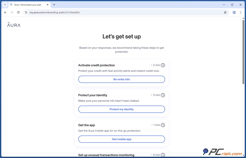 Aura Account instellen