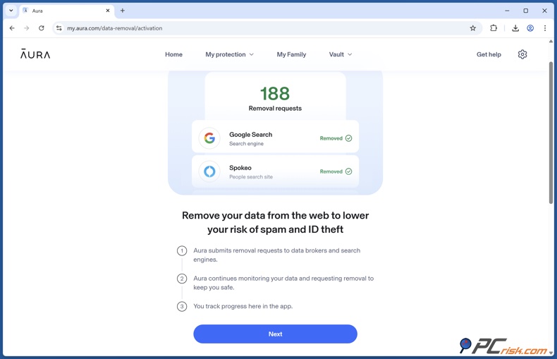 Aura Dienst voor het verwijderen van gegevensmakelaars