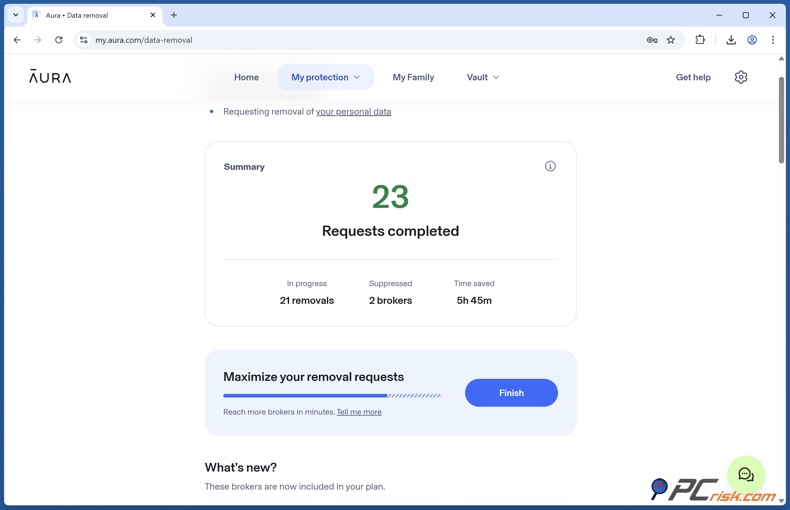 Aura Voortgang gegevensverwijdering