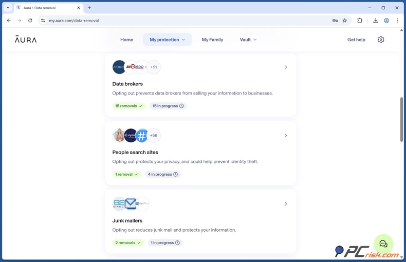 Aura verzoeken om gegevens te verwijderen vermindering van ongewenste e-mail