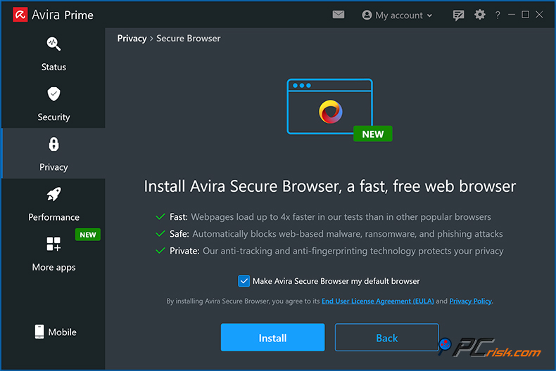 avira beveiligde browser