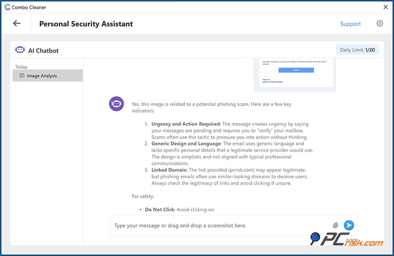 Combo Cleaner persoonlijke veiligheidsassistent-functie