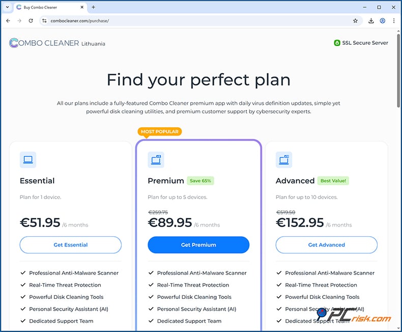 Combo Cleaner prijsstelling