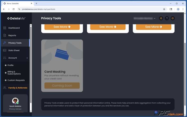DeleteMe Kaartmaskering