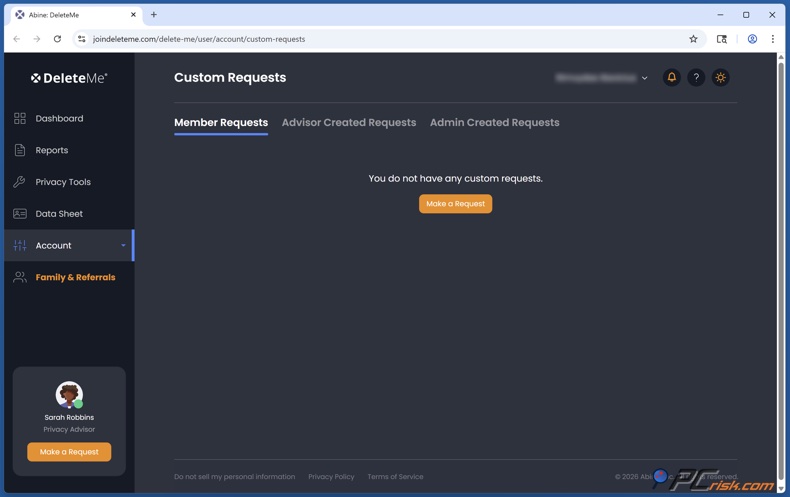 DeleteMe Verzoeken om verwijdering op maat