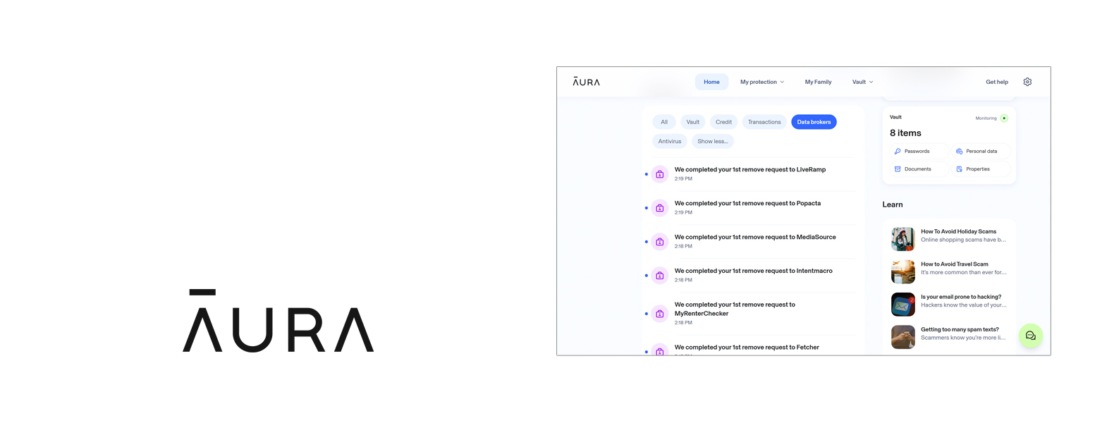 Aura Koptekst van de dienst voor gegevensverwijdering