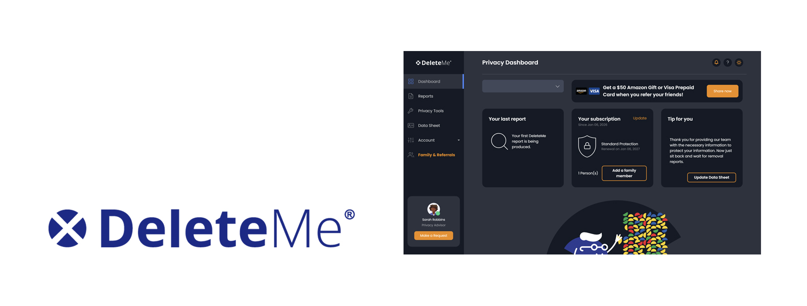 DeleteMe Koptekst van de dienst voor gegevensverwijdering