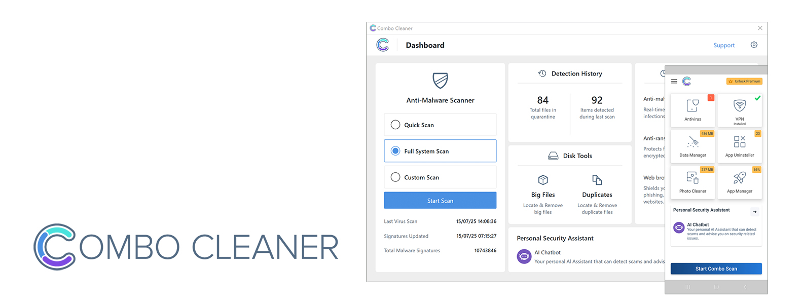 Combo Cleaner bovenste antivirus koptekst