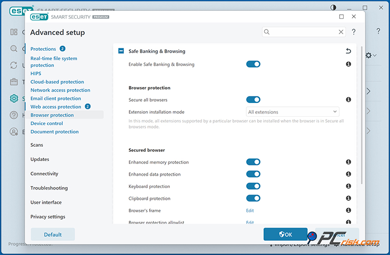 ESET Veilig bankieren en betalingsbescherming