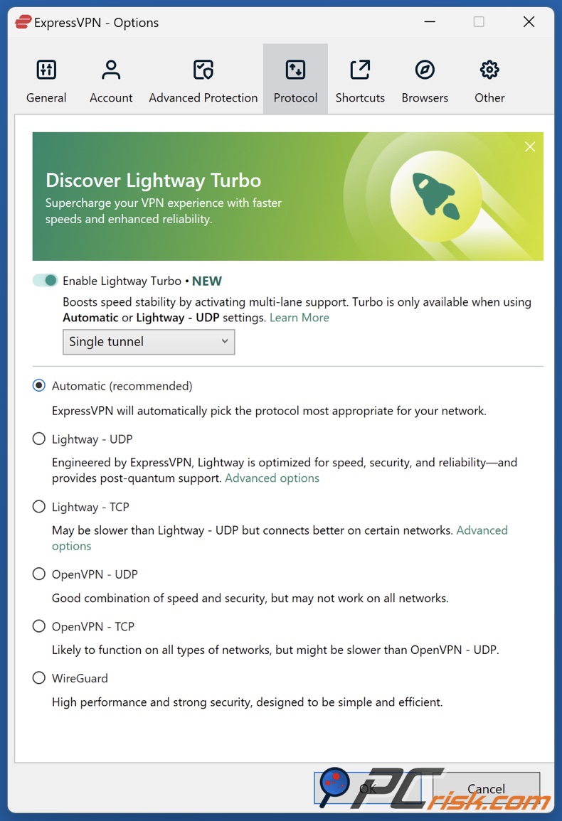 ExpressVPN Lightway protocol